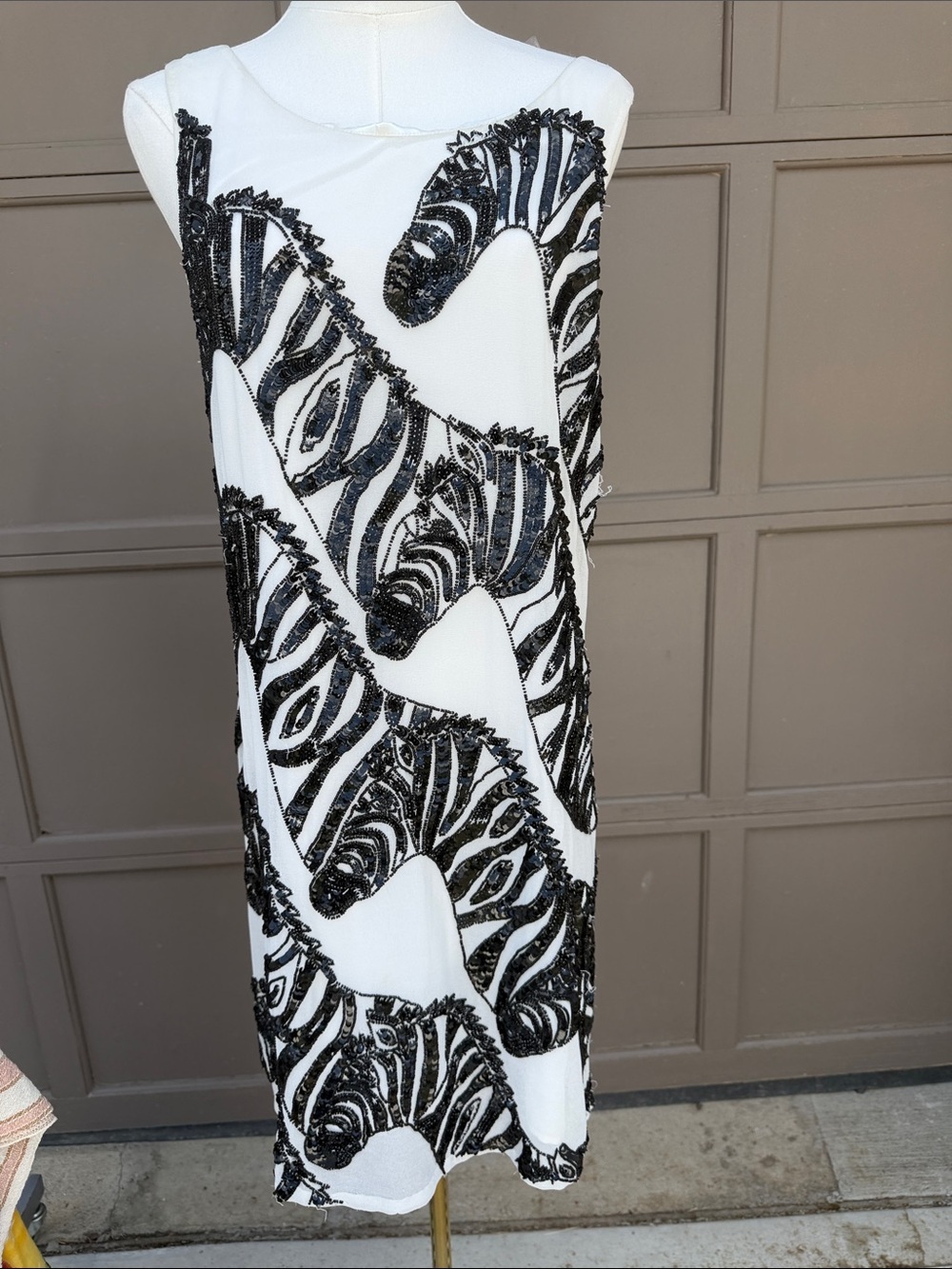 Maeve White Dress with Black Sequin Accents